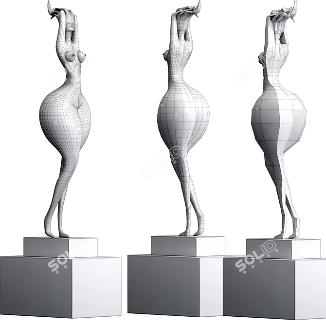 Elegant Home Decor Woman Sculpture 3D model image 6