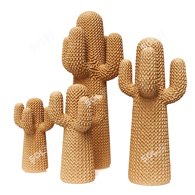 Cacti Plastic Sculpture Set 3D model image 4