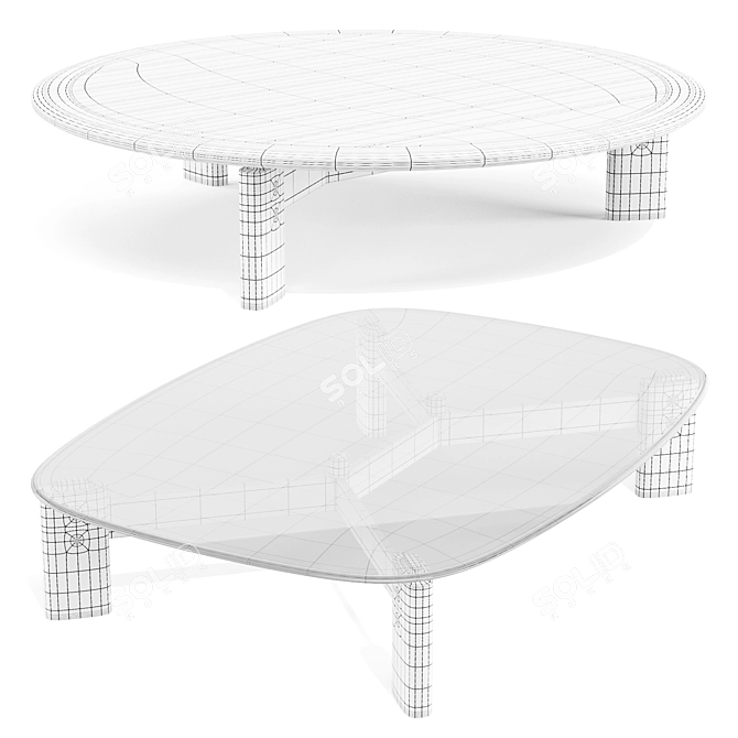 Poliform Ketch Coffee Table Set 3D model image 4
