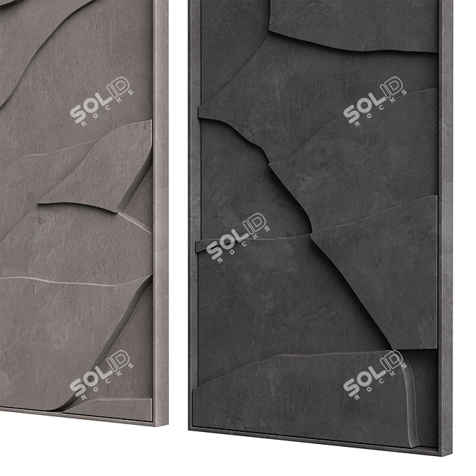 Geometric Relief Triptych Wall Art 3D model image 9