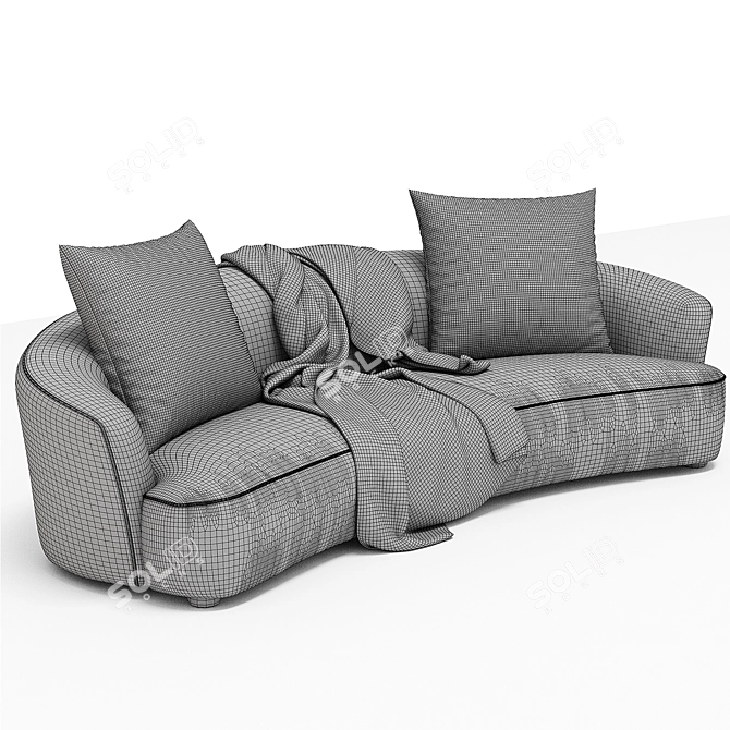 Modern Curved Fabric Sofa 2017 3D model image 4