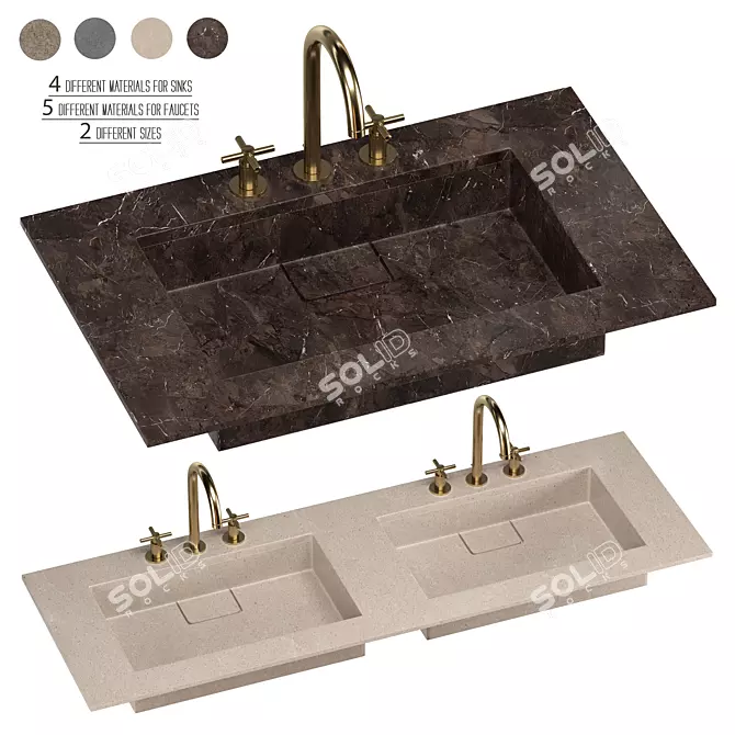 Luxury INBANI M54 Washbasins Set 3D model image 1