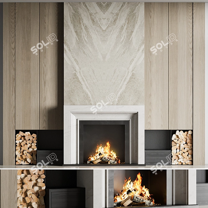 High-Quality Fireplace Model for VRay 3D model image 1