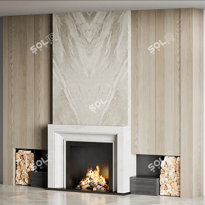 High-Quality Fireplace Model for VRay 3D model image 3