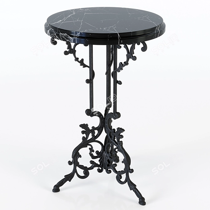 Iron Table with Marble Top 3D model image 6