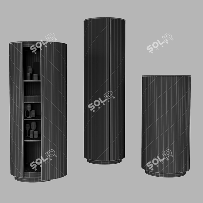 Cylindrical Metal Storage Units 3D model image 3