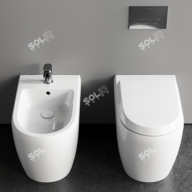  Qatego Ceramic Toilet Bidet Set 3D model image 2