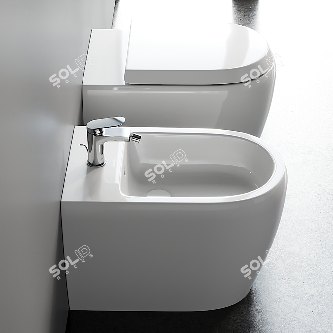  Qatego Ceramic Toilet Bidet Set 3D model image 4