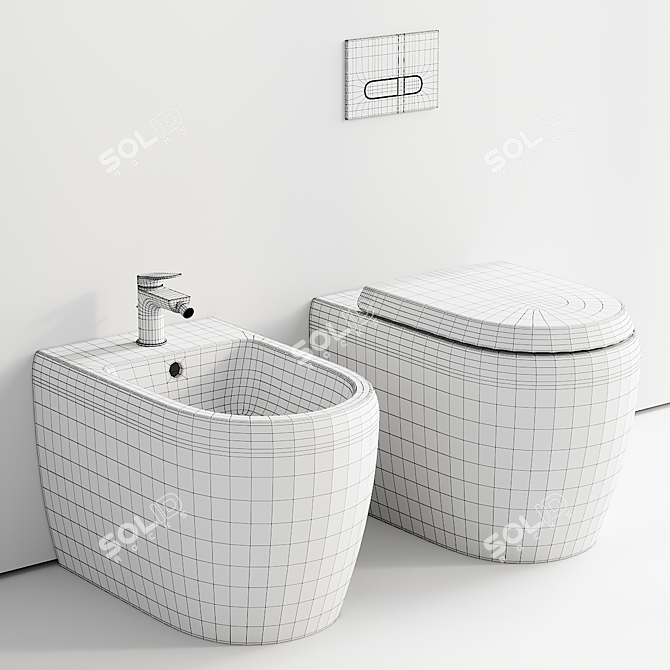  Qatego Ceramic Toilet Bidet Set 3D model image 5