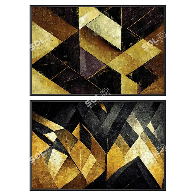 Artwork Set with Varied Frames 3D model image 1