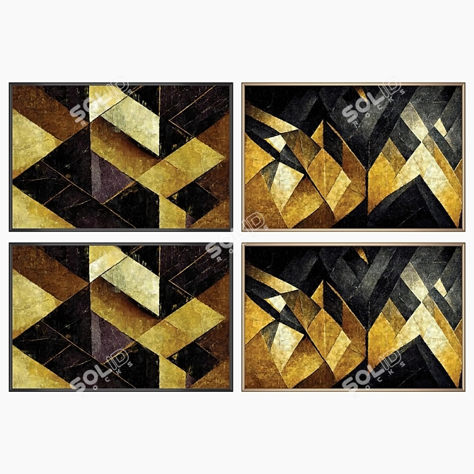 Artwork Set with Varied Frames 3D model image 2