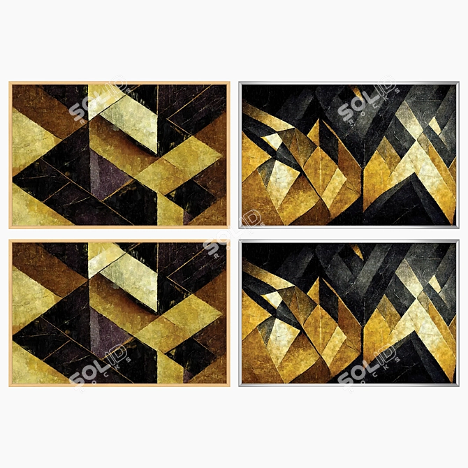 Artwork Set with Varied Frames 3D model image 3