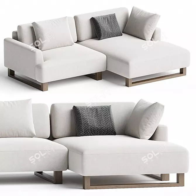 Modern Bucle White Corner Sofa 3D model image 1