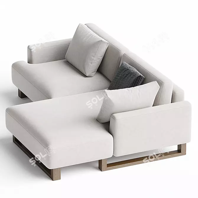 Modern Bucle White Corner Sofa 3D model image 2