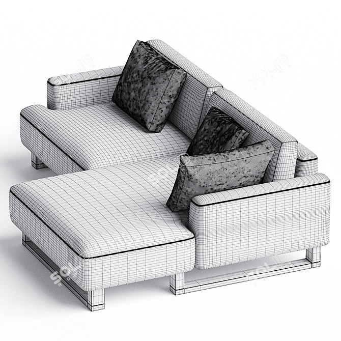 Modern Bucle White Corner Sofa 3D model image 3