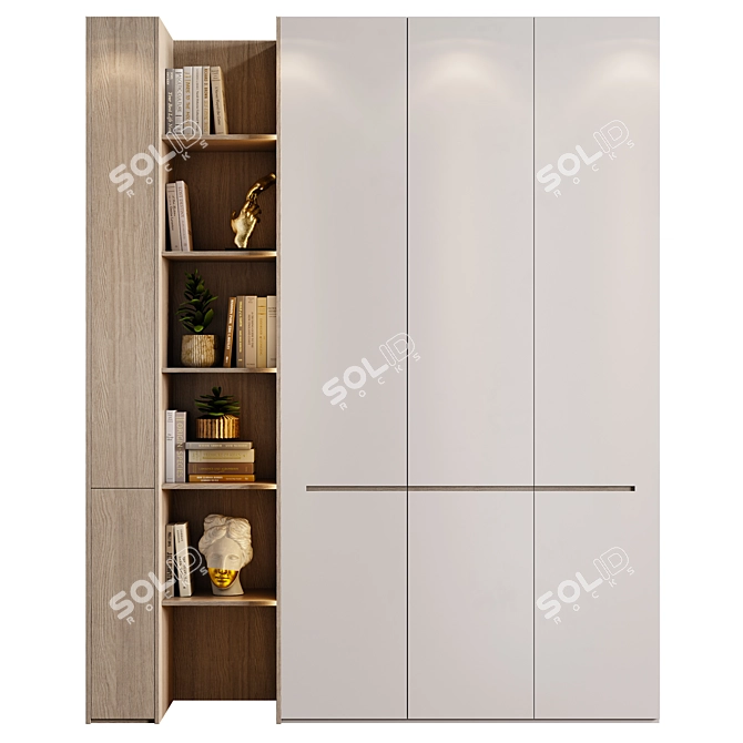 Sleek Wardrobe - 2 Shelves 3D model image 1