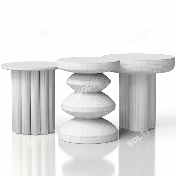 Modern Concrete Side Tables Set 3D model image 6