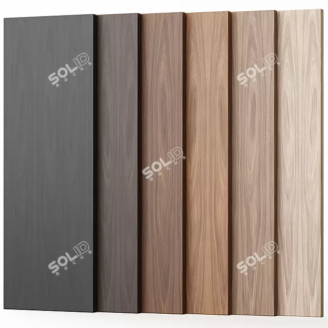 Walnut Wood Texture Seamless 6 Colors 3D model image 1