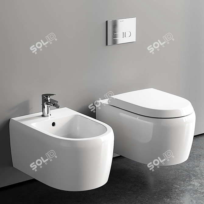 Modern Qatego Wall-Hung Toilet 3D model image 1