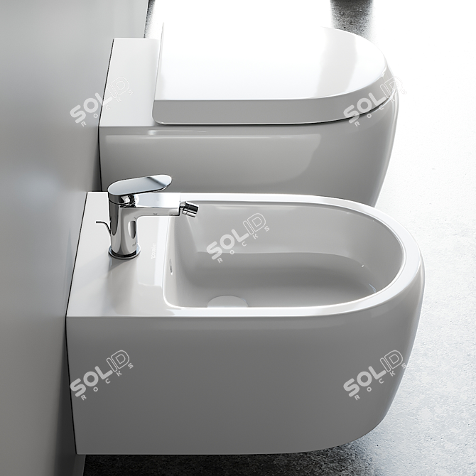 Modern Qatego Wall-Hung Toilet 3D model image 4