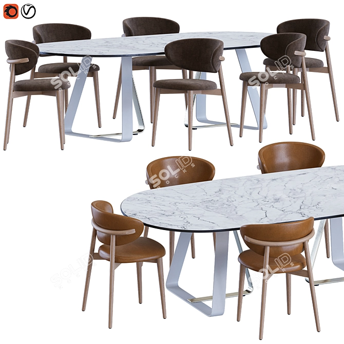 Sleek Calligaris Tables & Chairs 3D model image 2