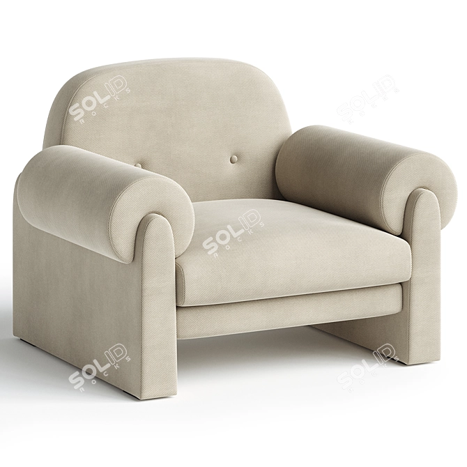  Italian Boucle Ecru Armchair 3D model image 1
