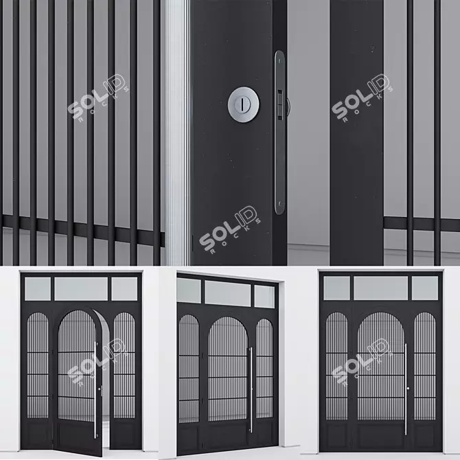 Sleek Aluminium 3D Door Design 3D model image 3