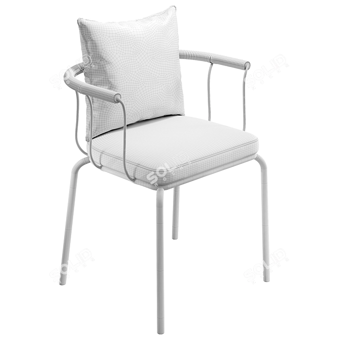 Modern Rope and Steel Chair 3D model image 2