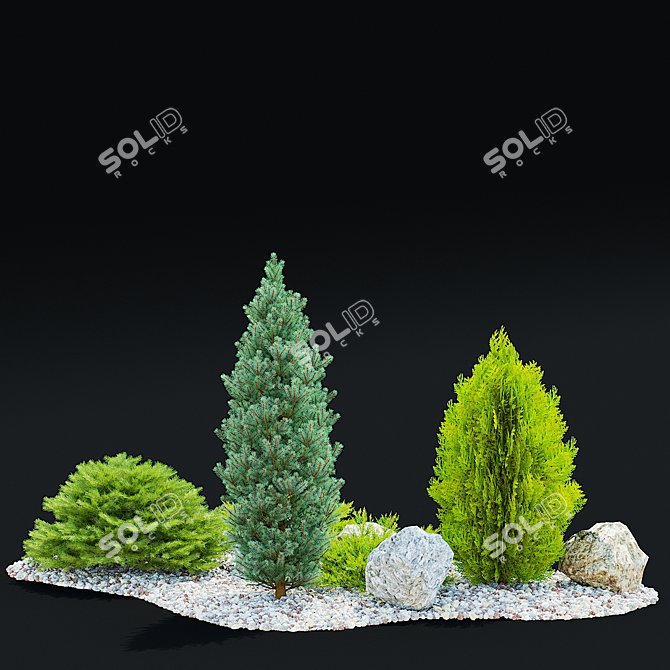 Alpine Conifer Hill Scene Kit 3D model image 3