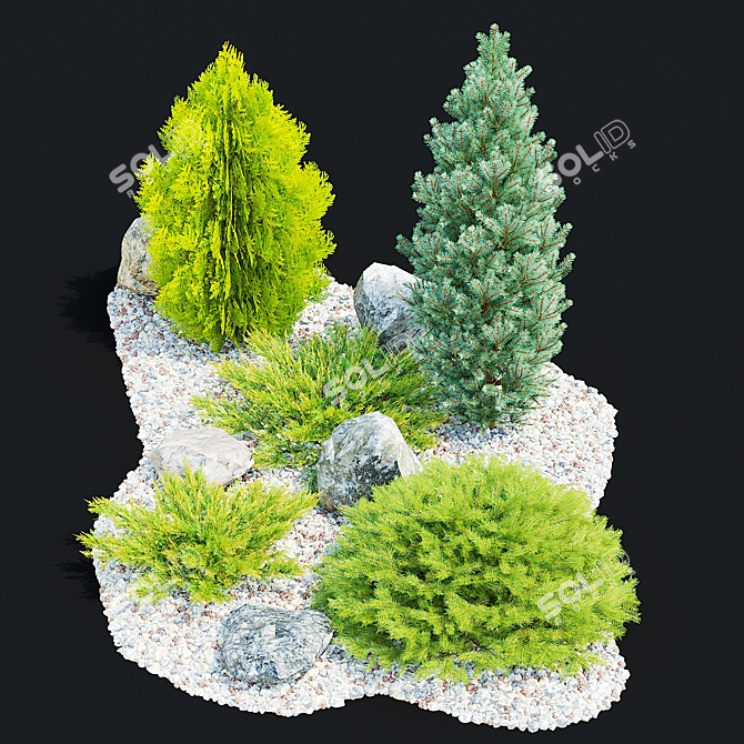 Alpine Conifer Hill Scene Kit 3D model image 4