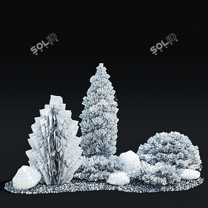 Alpine Conifer Hill Scene Kit 3D model image 5