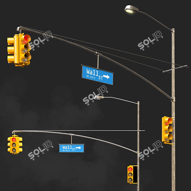 Exterior 3D Traffic Lights Set 3D model image 3