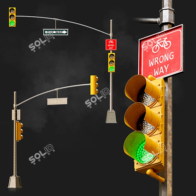 Exterior 3D Traffic Lights Set 3D model image 4