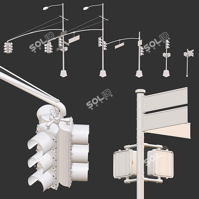 Exterior 3D Traffic Lights Set 3D model image 7