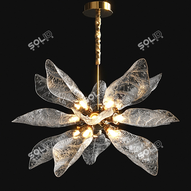 Nature-Inspired Walnut Leaf Chandelier 3D model image 1