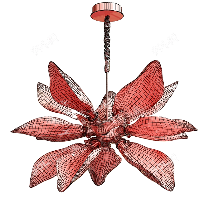 Nature-Inspired Walnut Leaf Chandelier 3D model image 2