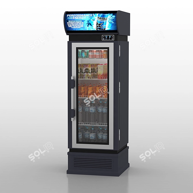 Illuminated Commercial Refrigerator Display 3D model image 4