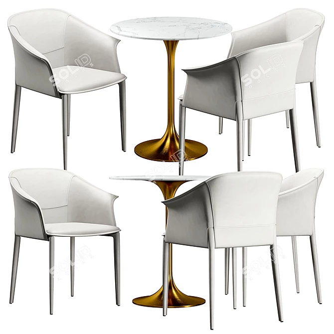 Modern Dining Chair & Table Set 3D model image 1