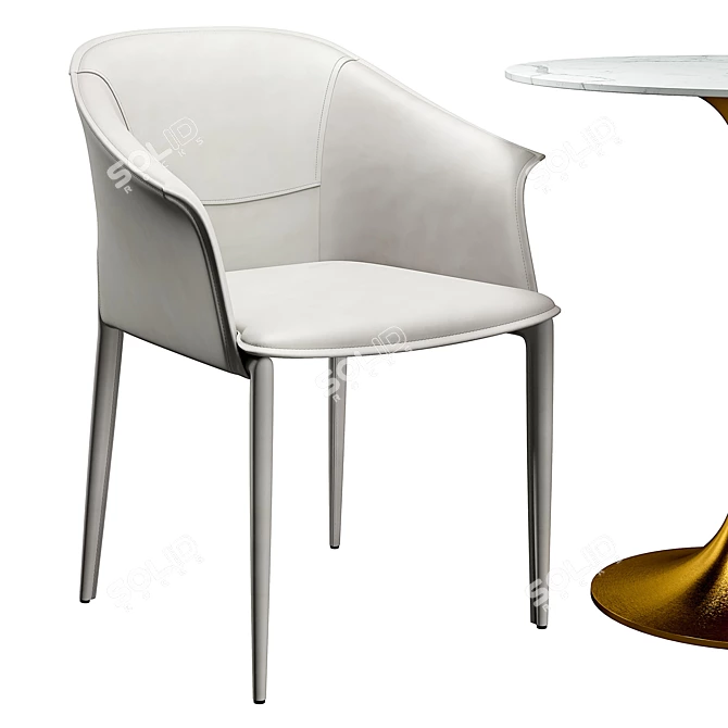 Modern Dining Chair & Table Set 3D model image 3