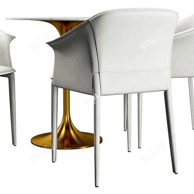 Modern Dining Chair & Table Set 3D model image 4