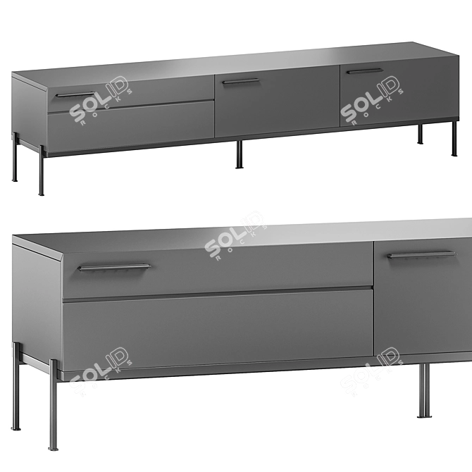 Modern TV Stand in Light Gray 3D model image 1