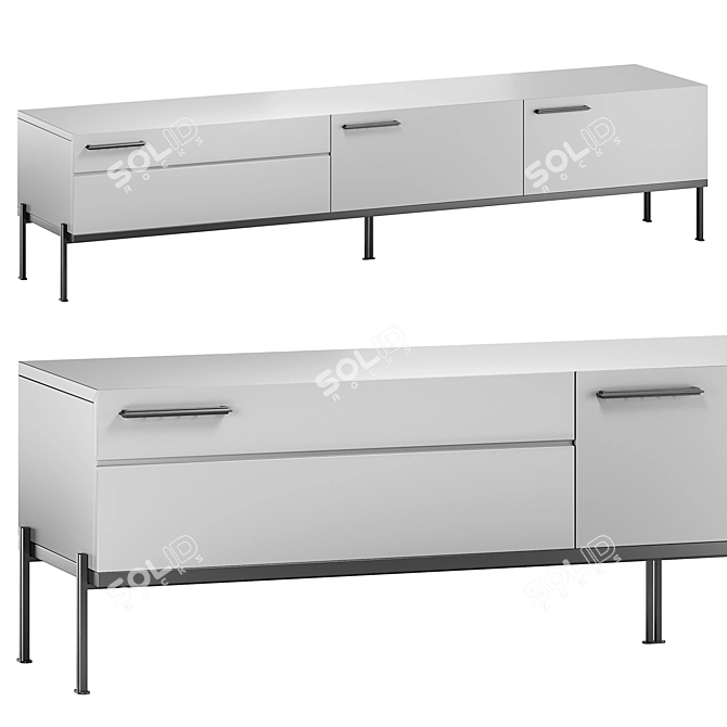 Modern TV Stand in Light Gray 3D model image 2