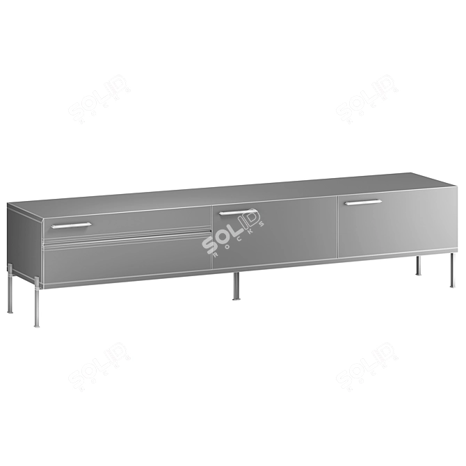 Modern TV Stand in Light Gray 3D model image 6