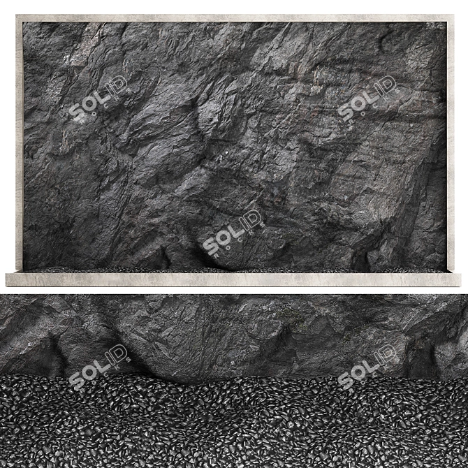 3D Stone Wall Panel - Black Slate 3D model image 1