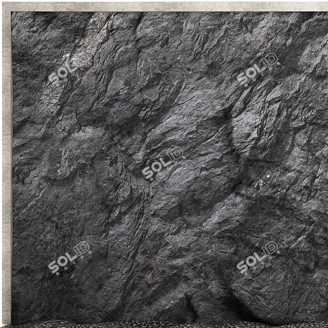 3D Stone Wall Panel - Black Slate 3D model image 2