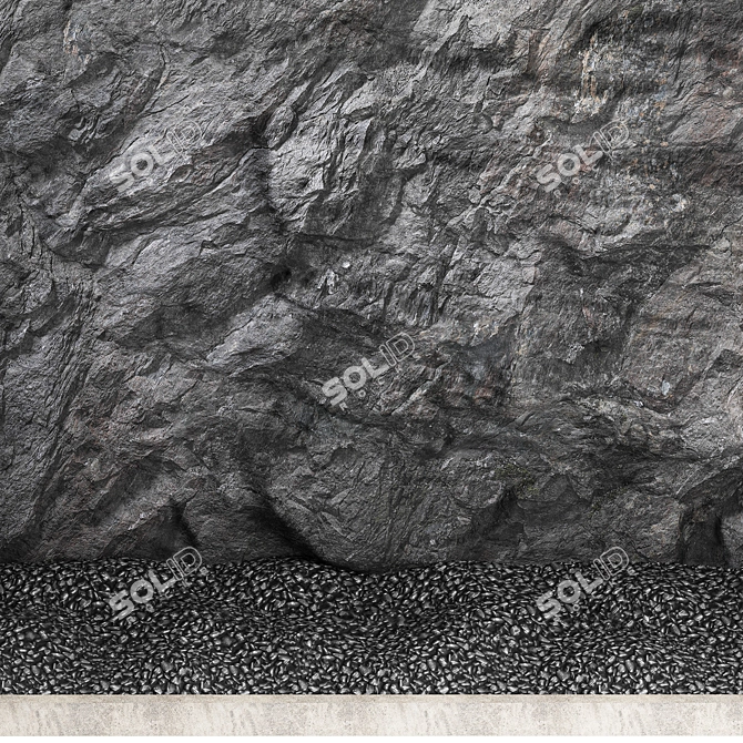 3D Stone Wall Panel - Black Slate 3D model image 3