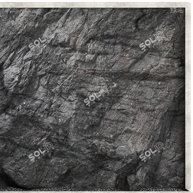 3D Stone Wall Panel - Black Slate 3D model image 4