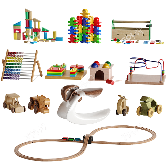 Kids Wooden Toy Room Set 3D model image 1