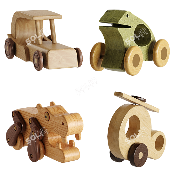 Kids Wooden Toy Room Set 3D model image 2