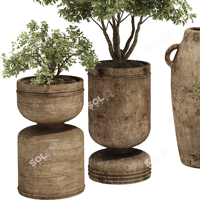 Handcrafted Bonsai Bush Pottery 133 3D model image 2